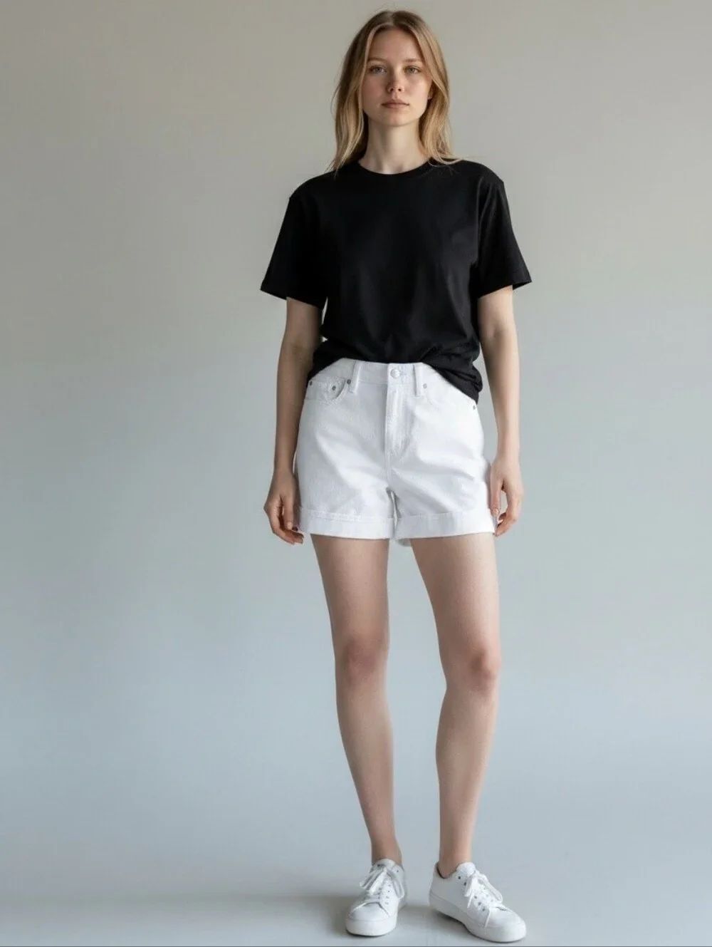 Daze Denim Easy Rider Mid Rise Cuffed Jean Shorts – Swan Vintage White Size 26